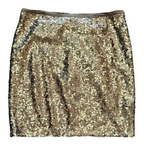 Cache Women's Gold Sequin Mini Skirt Size 12